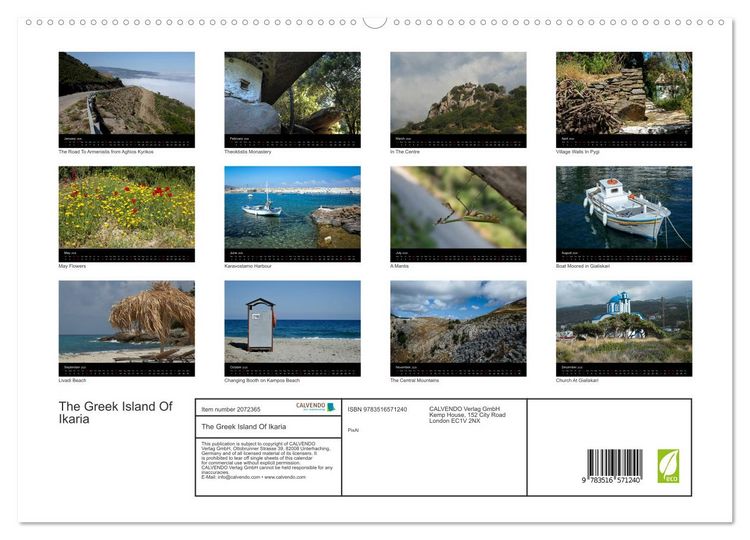 Produktbild: The Greek Island Of Ikaria (High Quality Premium Wall Calendar 2026 DIN A2 landscape),CALVENDO 12 Month Wall Calendar