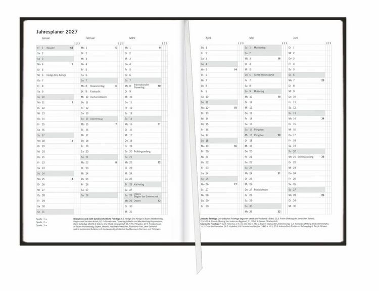 Produktbild: Terminer A6, Leder schwarz 2027