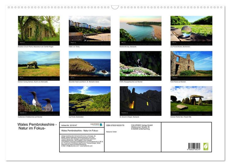 Produktbild: Wales Pembrokeshire - Natur im Fokus- (Wandkalender 2026 DIN A2 quer), CALVENDO Monatskalender