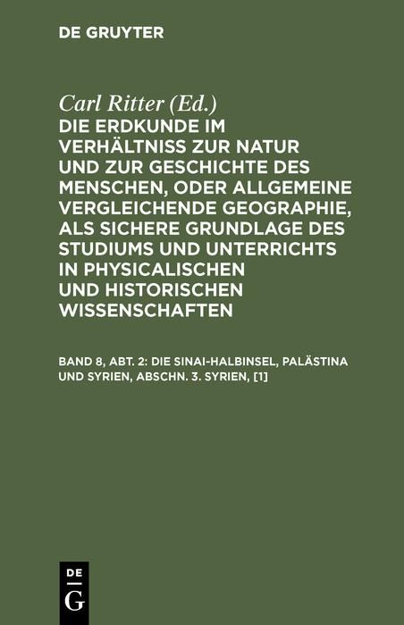 Produktbild: Die Sinai-Halbinsel, Pal&auml;stina und Syrien, Abschn. 3. Syrien, [1]