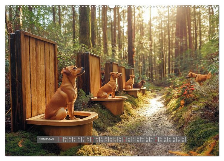 Produktbild: Sitz, Platz, Sp&uuml;l - Hunde auf dem Thron (hochwertiger Premium Wandkalender 2026 DIN A2 quer), Kunstdruck in Hochglanz