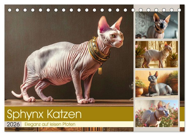 Produktbild: Sphinx Katzen. Eleganz auf leisen Pfoten (Tischkalender 2026 DIN A5 quer), CALVENDO Monatskalender