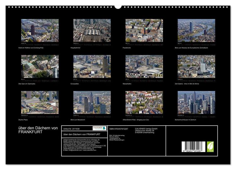 Produktbild: &uuml;ber den D&auml;chern von FRANKFURT (hochwertiger Premium Wandkalender 2026 DIN A2 quer), Kunstdruck in Hochglanz