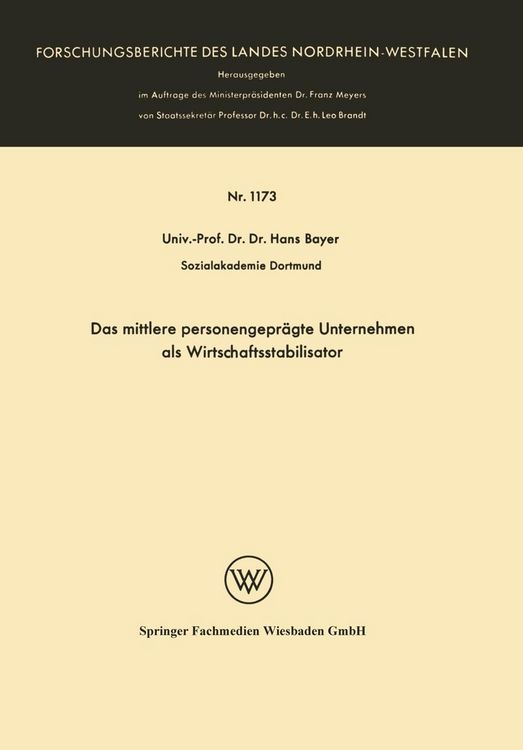 Produktbild: Das mittlere personengepr&auml;gte Unternehmen als Wirtschaftsstabilisator