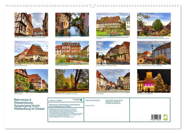 Produktbild: Bienvenue &agrave; Wissembourg. Spaziergang durch Wei&szlig;enburg im Elsass (Wandkalender 2026 DIN A2 quer), CALVENDO Monatskalender