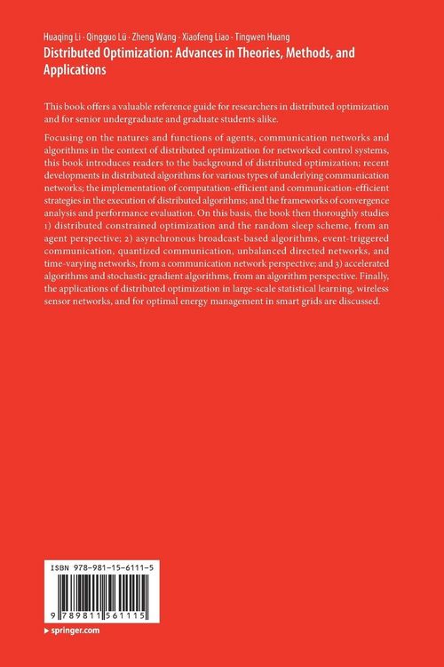 Produktbild: Distributed Optimization: Advances in Theories, Methods, and Applications