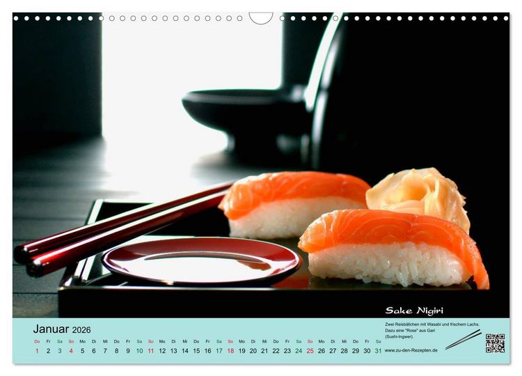 Produktbild: Sushi - Sashimi mit Anleitung f&uuml;r perfektes Gelingen (Wandkalender 2026 DIN A3 quer), CALVENDO Monatskalender