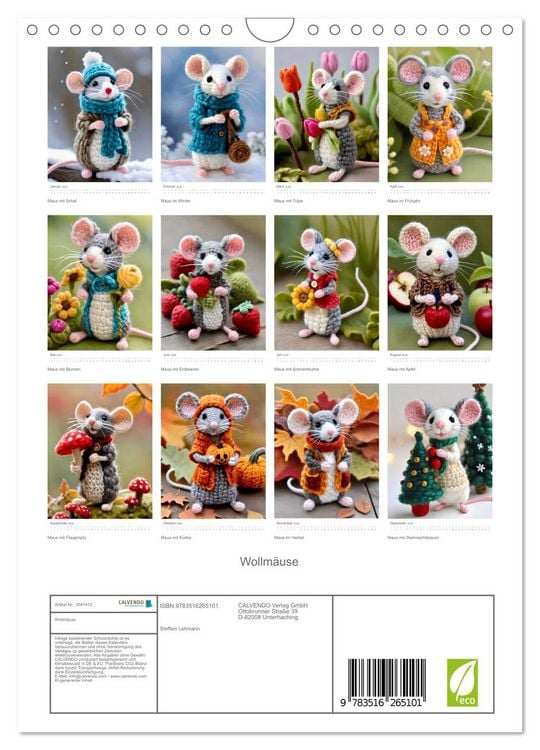 Produktbild: Wollm&auml;use (Wandkalender 2026 DIN A4 hoch), CALVENDO Monatskalender