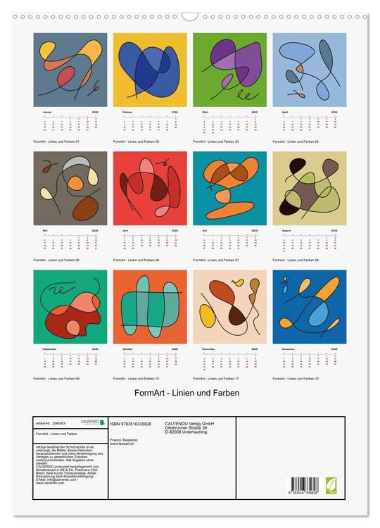 Produktbild: FormArt - Linien und Farben (Wandkalender 2026 DIN A2 hoch), CALVENDO Monatskalender