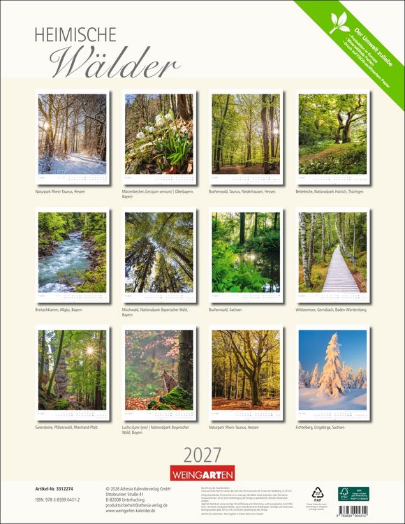 Produktbild: Heimische W&auml;lder Kalender 2027