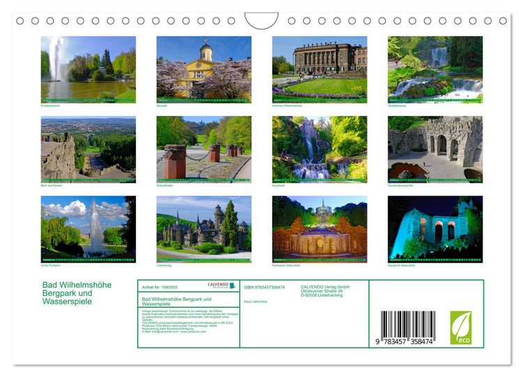 Produktbild: Bad Wilhelmsh&ouml;he Bergpark und Wasserspiele (Wandkalender 2026 DIN A4 quer), CALVENDO Monatskalender