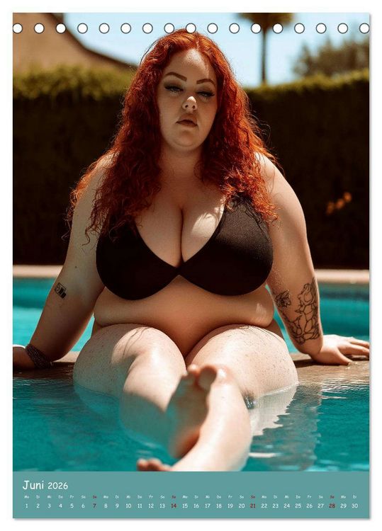 Produktbild: Curvy Pin-up Girls - Verf&uuml;hrerische Rundungen am Pool (Tischkalender 2026 DIN A5 hoch), CALVENDO Monatskalender