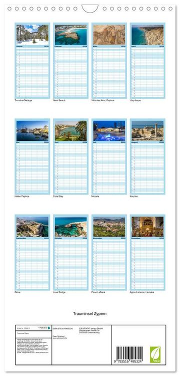 Produktbild: Familienplaner 2026 - Trauminsel Zypern mit 5 Spalten (Wandkalender, 21 x 45 cm) CALVENDO