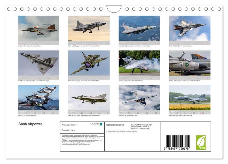 Produktbild: Saab Airpower (Wandkalender 2026 DIN A4 quer), CALVENDO Monatskalender