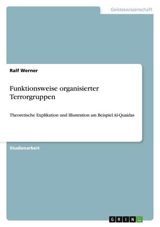 Produktbild: Funktionsweise organisierter Terrorgruppen