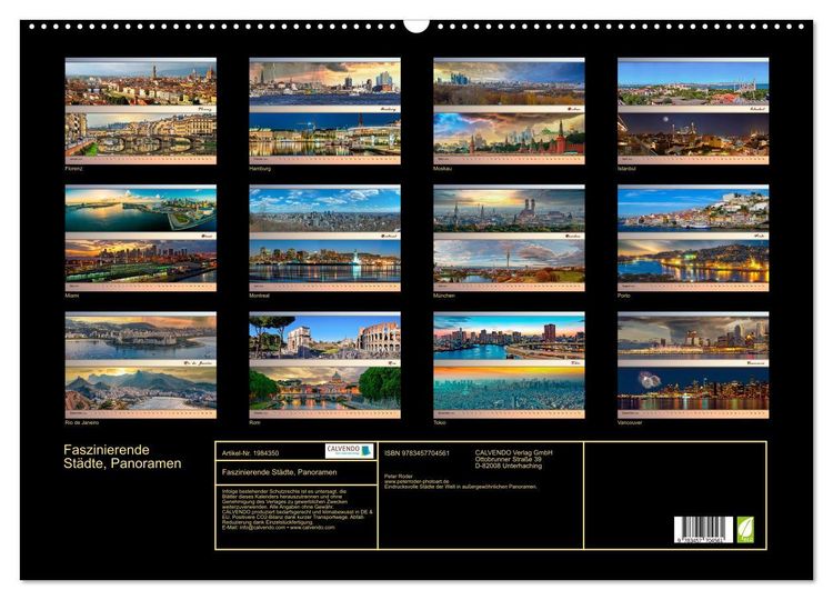 Produktbild: Faszinierende St&auml;dte, Panoramen (Wandkalender 2026 DIN A2 quer), CALVENDO Monatskalender