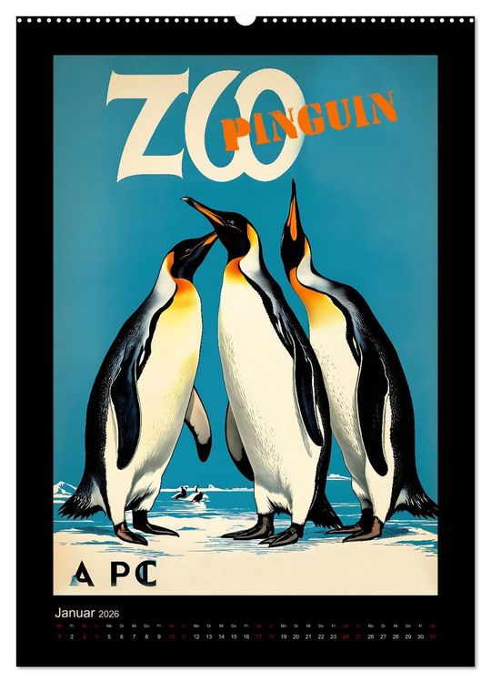 Produktbild: Zoo Vintage-Poster (hochwertiger Premium Wandkalender 2026 DIN A2 hoch), Kunstdruck in Hochglanz