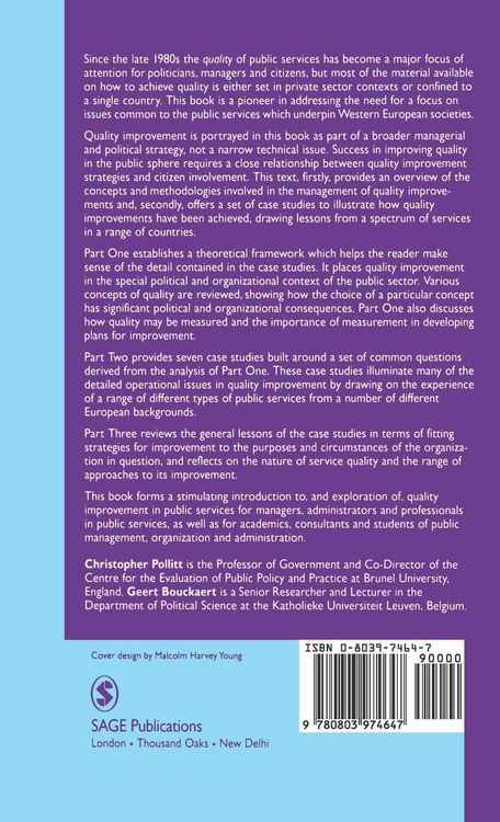 Produktbild: Quality Improvement in European Public Services