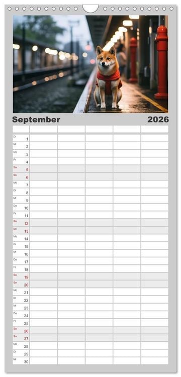 Produktbild: Familienplaner 2026 - Shiba Inu - Stolz und Anmut mit 5 Spalten (Wandkalender, 21 x 45 cm) CALVENDO