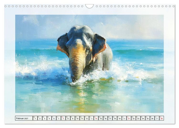 Produktbild: Elefanten am Strand. Zwischen Wellen, Sonne und Sand (Wandkalender 2027 DIN A3 quer), CALVENDO Monatskalender