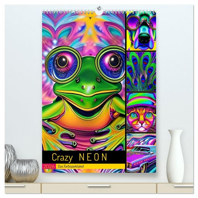 Produktbild: Crazy Neon - Das Farbspektakel (hochwertiger Premium Wandkalender 2026 DIN A2 hoch), Kunstdruck in Hochglanz