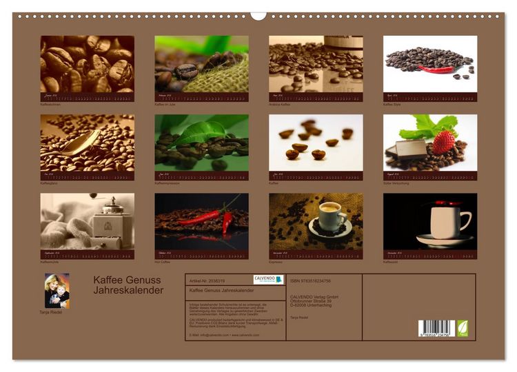 Produktbild: Kaffee Genuss Jahreskalender (Wandkalender 2026 DIN A2 quer), CALVENDO Monatskalender