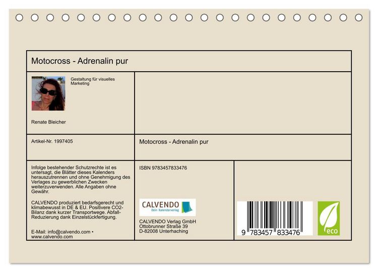 Produktbild: Motocross - Adrenalin pur (Tischkalender 2026 DIN A5 quer), CALVENDO Monatskalender