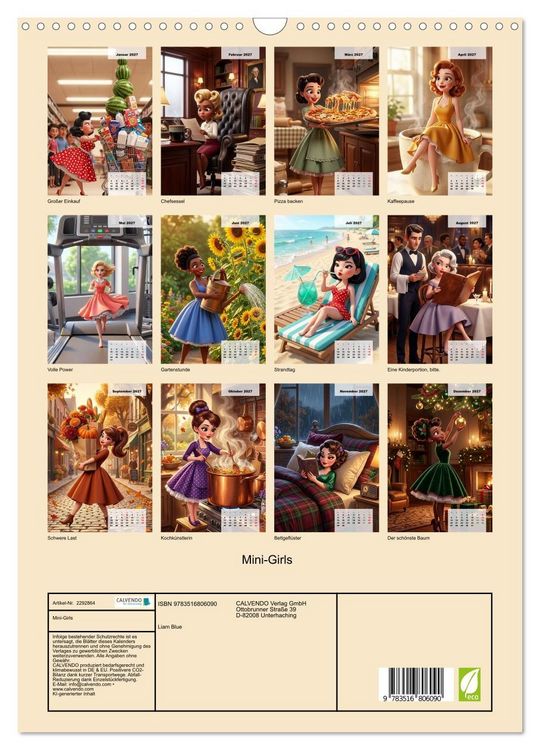Produktbild: Mini-Girls (Wandkalender 2027 DIN A3 hoch), CALVENDO Monatskalender