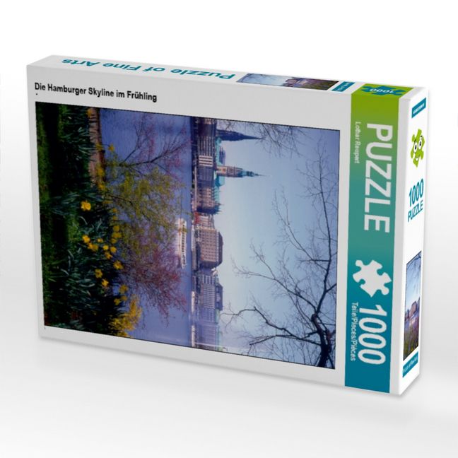 Produktbild: CALVENDO Puzzle Die Hamburger Skyline im Fr&uuml;hling | 1000 Teile Lege-Gr&ouml;&szlig;e 64x48cm Foto-Puzzle f&uuml;r gl&uuml;ckliche Stunden