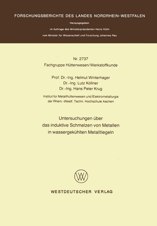 Produktbild: Untersuchungen &uuml;ber das induktive Schmelzen von Metallen in wassergek&uuml;hlten Metalltiegeln