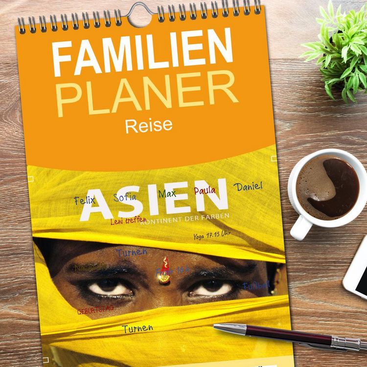 Produktbild: Familienplaner 2026 - Asien - Kontinent der Farben mit 5 Spalten (Wandkalender, 21 x 45 cm) CALVENDO