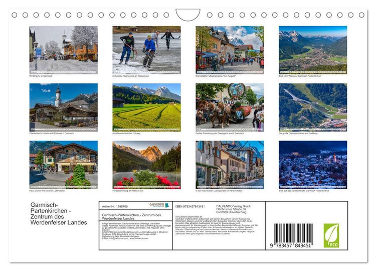 Produktbild: Garmisch-Partenkirchen - Zentrum des Werdenfelser Landes (Wandkalender 2026 DIN A4 quer), CALVENDO Monatskalender
