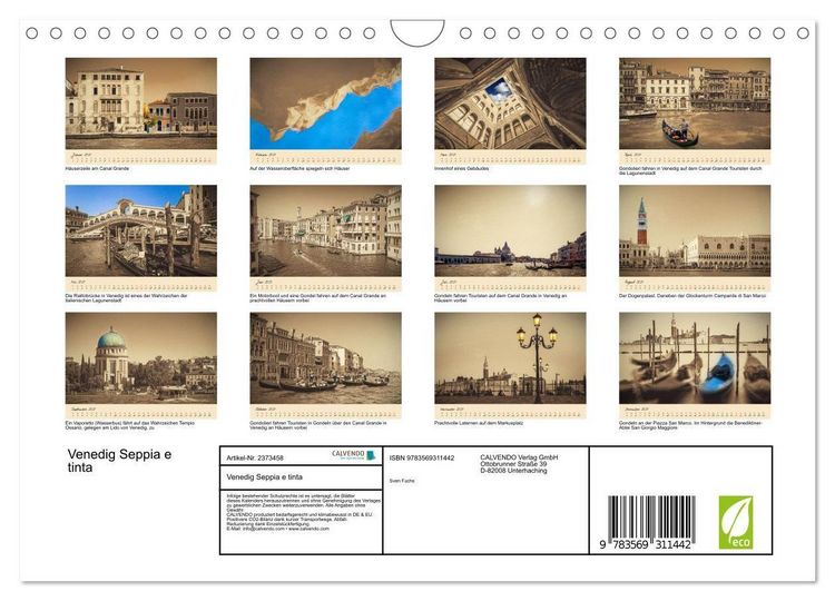Produktbild: Venedig Seppia e tinta (Wandkalender 2027 DIN A4 quer), CALVENDO Monatskalender