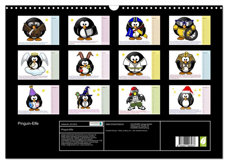 Produktbild: Pinguin-Elfe (Wandkalender 2026 DIN A3 quer), CALVENDO Monatskalender