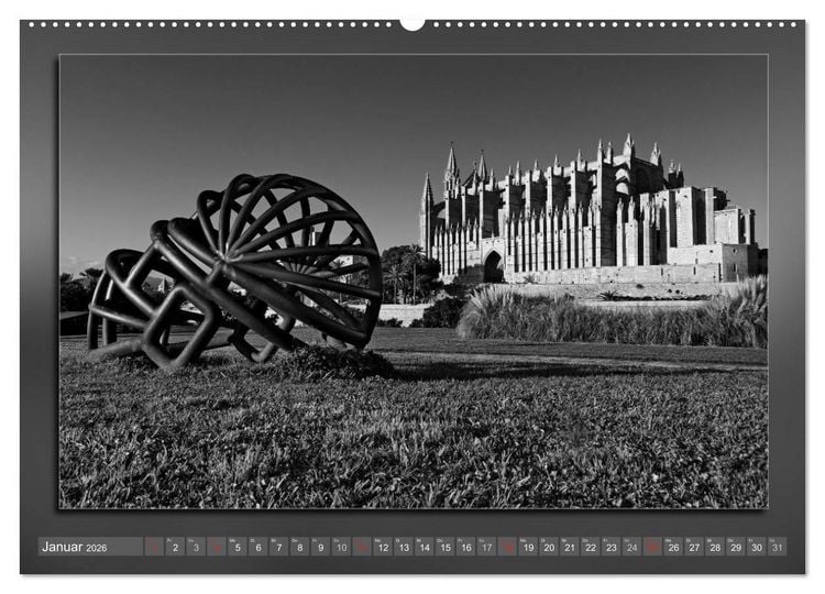 Produktbild: Mallorca Schwarz Wei&szlig; (hochwertiger Premium Wandkalender 2026 DIN A2 quer), Kunstdruck in Hochglanz