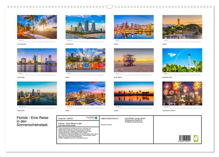 Produktbild: Florida - Eine Reise in den Sonnenscheinstaat. (Wandkalender 2026 DIN A2 quer), CALVENDO Monatskalender