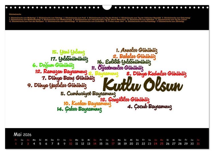Produktbild: Sprachkalender T&uuml;rkisch-Deutsch (Wandkalender 2026 DIN A3 quer), CALVENDO Monatskalender