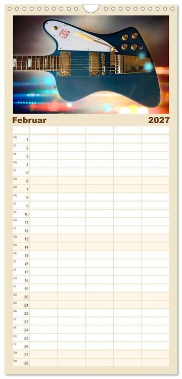 Produktbild: Familienplaner 2027 - Traumgitarren - the Sound of Rock mit 5 Spalten (Wandkalender, 21 x 45 cm) CALVENDO