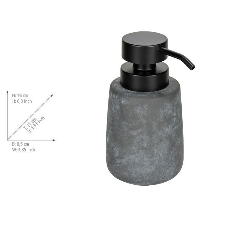 Produktbild: Bad-Accessoire Set Mod. Sacile, grau/schwarz, Keramik/Kunststoff, &Oslash; 9 x 16 cm, f&uuml;r stilvolle