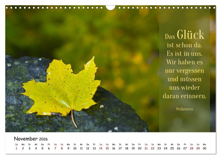 Produktbild: Lebensweisheiten, motivierende Spr&uuml;che und kluge Zitate mit Bildern der Natur (Wandkalender 2026 DIN A3 quer), CALVENDO Monatskalender