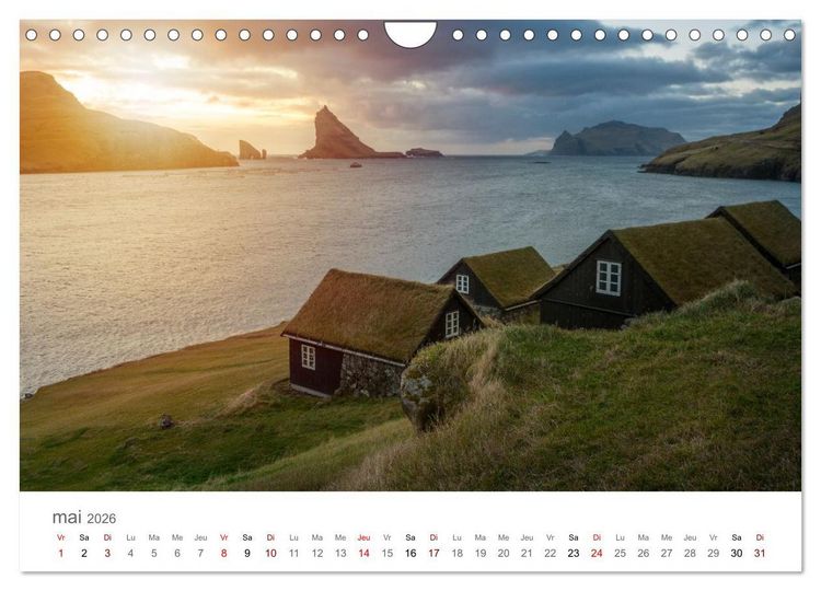 Produktbild: Lumi&egrave;res d'automne aux &icirc;les F&eacute;ro&eacute; (Calendrier mural 2026 DIN A4 vertical), CALVENDO calendrier mensuel