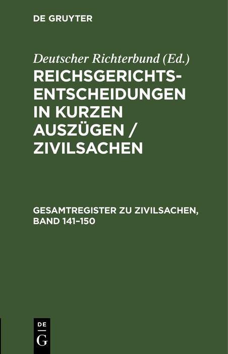 Produktbild: Gesamtregister zu Zivilsachen, Band 141-150
