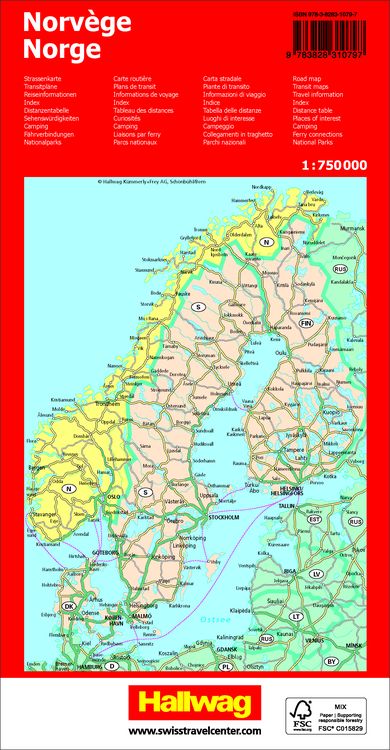 Produktbild: Hallwag Strassenkarte Norwegen 1:750.000
