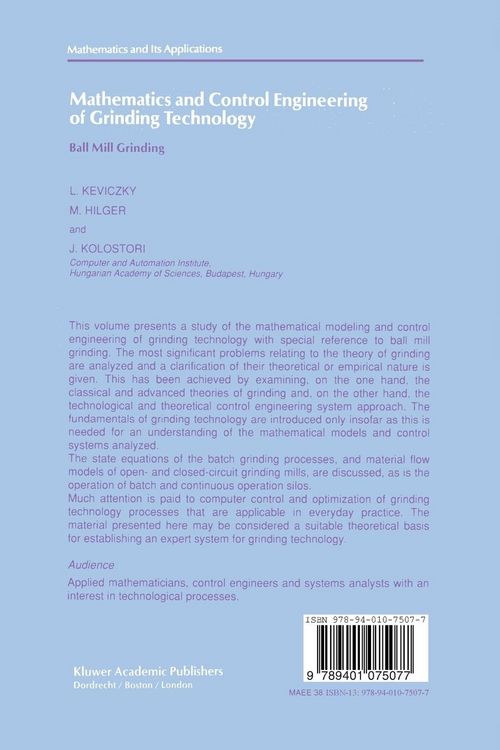 Produktbild: Mathematics and Control Engineering of Grinding Technology
