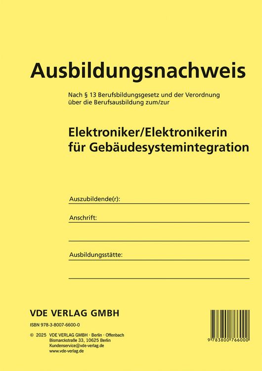 Produktbild: Ausbildungsnachweis Elektroniker/Elektronikerin f&uuml;r Geb&auml;udesystemintegration