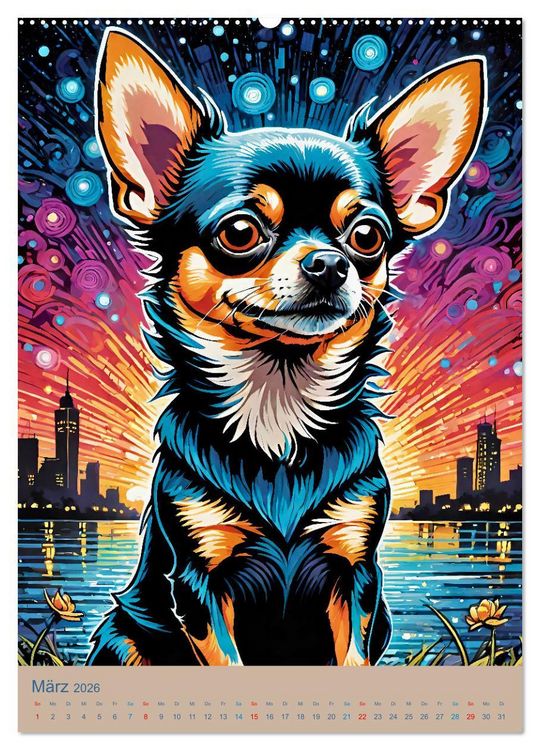 Produktbild: Chihuahuas. Kunstvolle Portr&auml;ts der kleinen Hunde (hochwertiger Premium Wandkalender 2026 DIN A2 hoch), Kunstdruck in Hochglanz