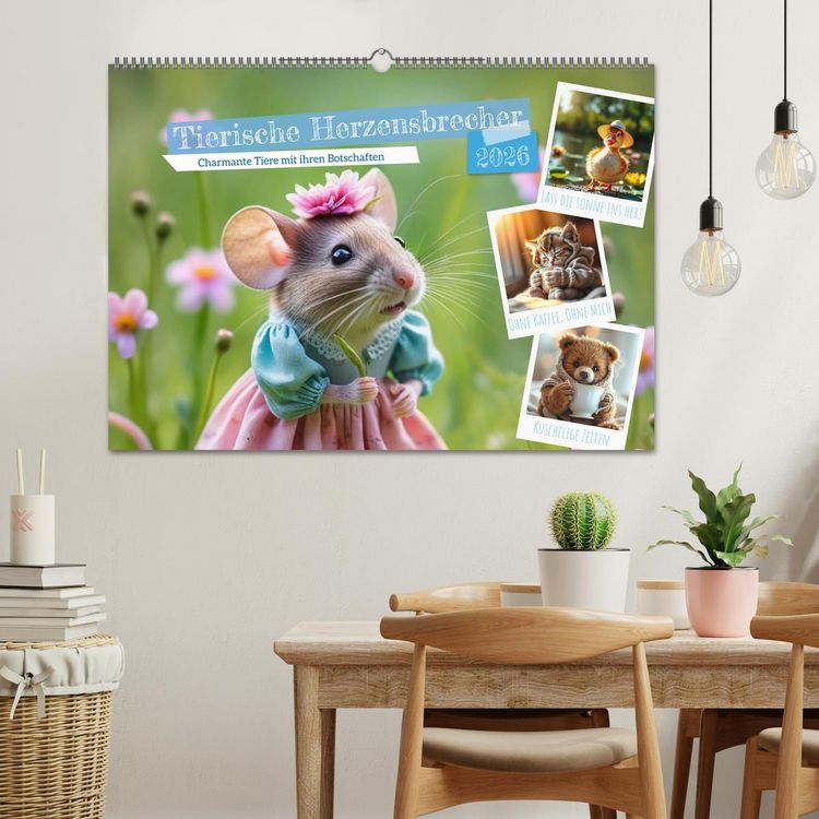 Produktbild: Tierische Herzensbrecher - Charmante Tiere mit ihren Botschaften (Wandkalender 2026 DIN A2 quer), CALVENDO Monatskalender