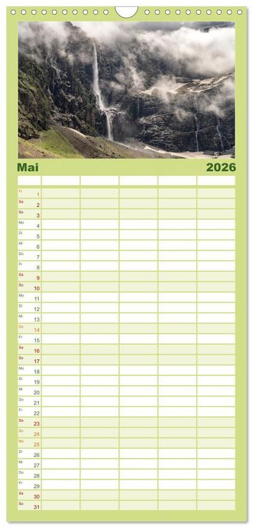 Produktbild: Familienplaner 2026 - Faszination Naturwunder mit 5 Spalten (Wandkalender, 21 x 45 cm) CALVENDO