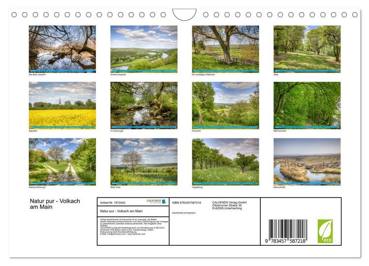 Produktbild: Natur pur - Volkach am Main (Wandkalender 2026 DIN A4 quer), CALVENDO Monatskalender