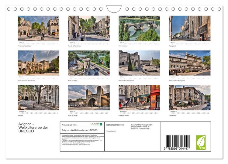 Produktbild: Avignon - Weltkulturerbe der UNESCO (Wandkalender 2026 DIN A4 quer), CALVENDO Monatskalender